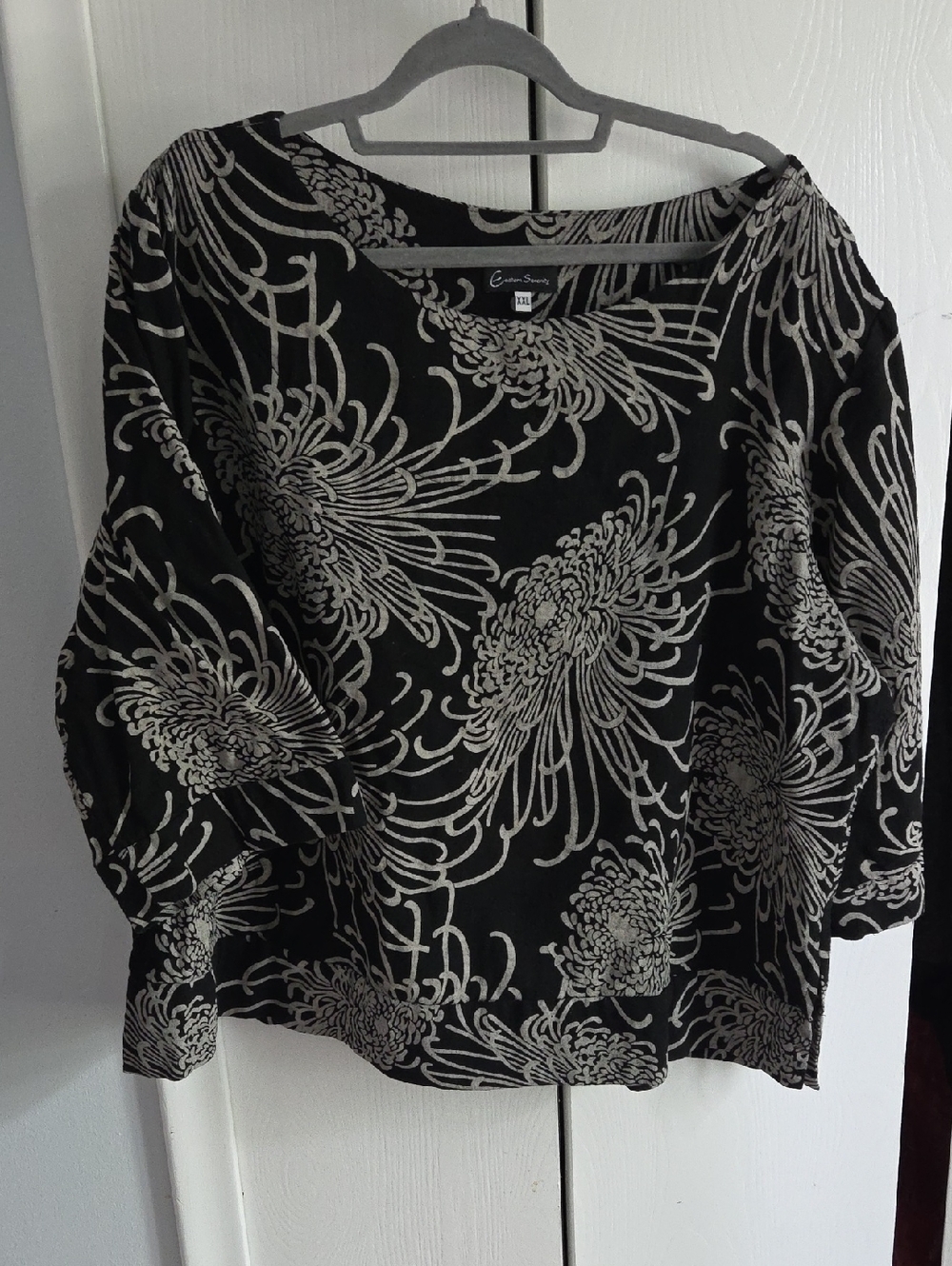 Eastern Serenity Black Floral Top XXL